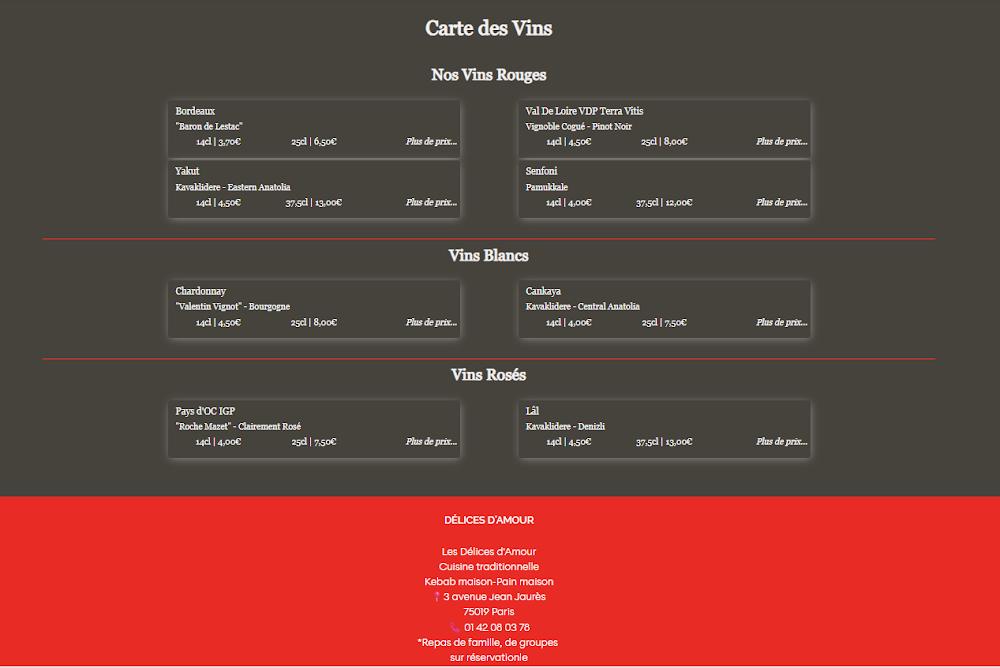 Les Délices d'Amour - Menu Image 1